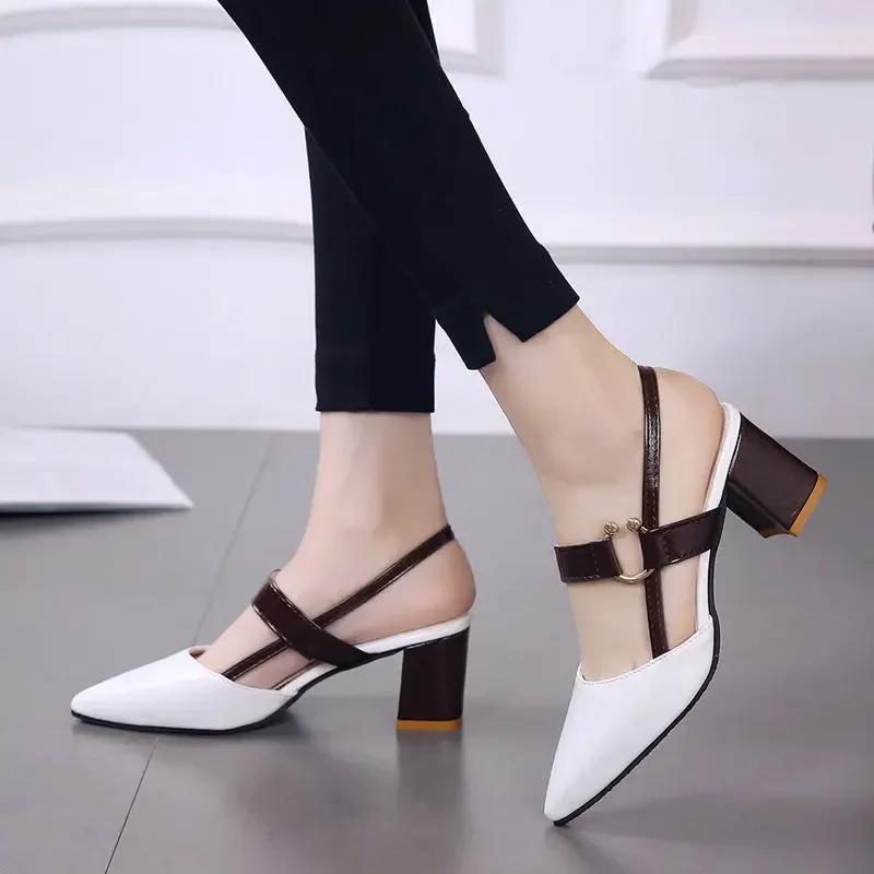 Mode Damen Schuhe Trend 2024 Schuh Echtleder Mittelhoch Blockabsätze Spiegel Luxus Designer Klobige Sandalen Damen Sexy Sandale