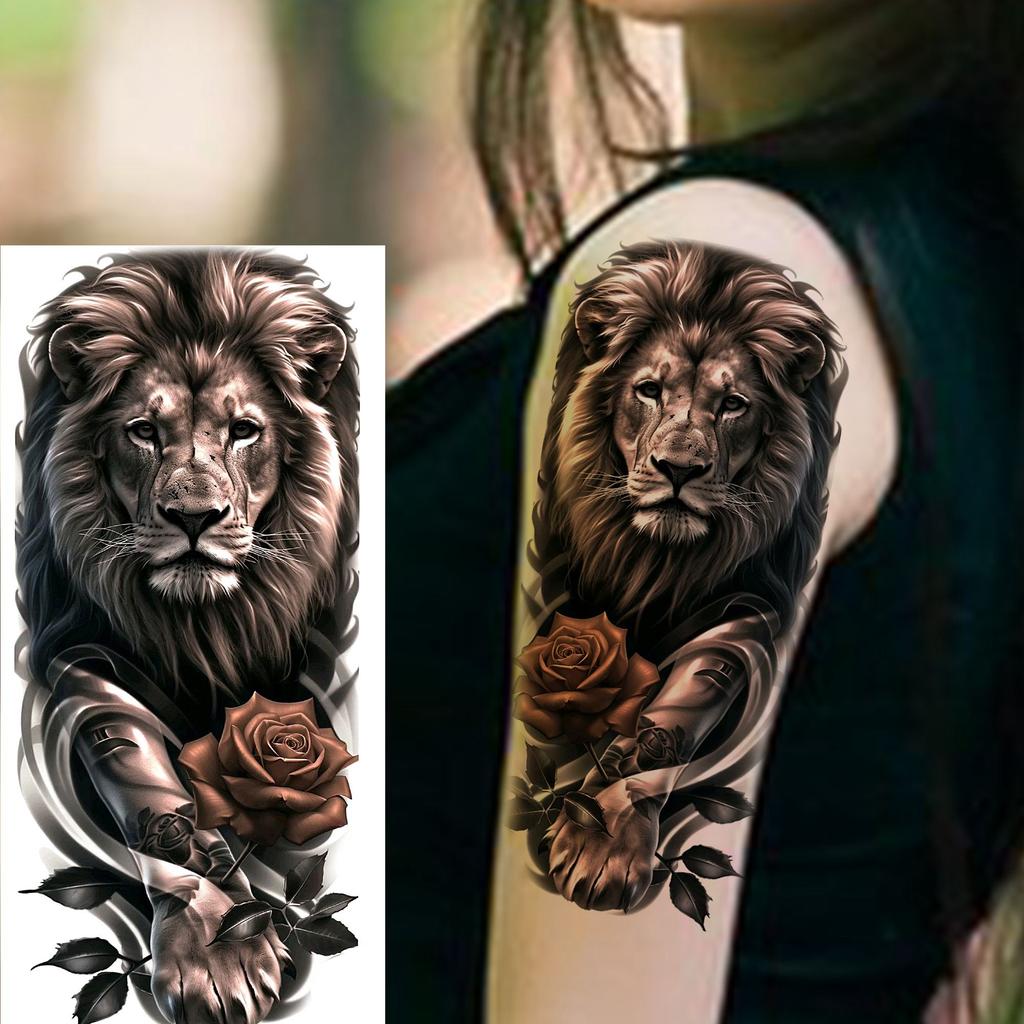 1 Foglio Tatuaggi Temporanei Creativi Cool Leone Lupo Aquila Per Uomini Donne Adulti, Tatuaggi Finti Temporanei Impermeabili a Lunga Durata