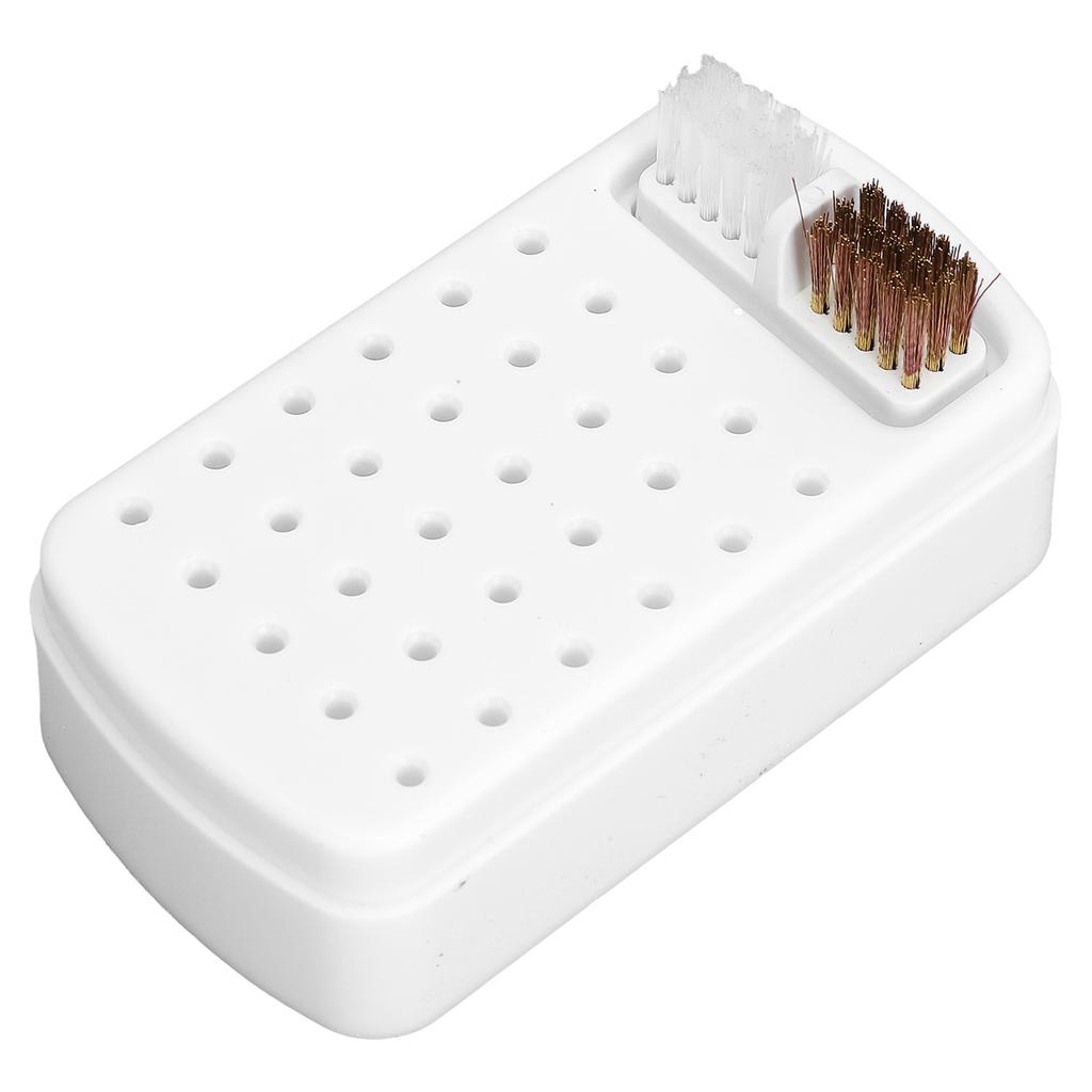 30 Holes Nail Drill Bit Holder Stand with Cleaning Brush Dust Proof Storage Container Box Case for Home Salon