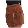 Women Fashion Color Zip Skirt Corduroy Short A-line Skirt