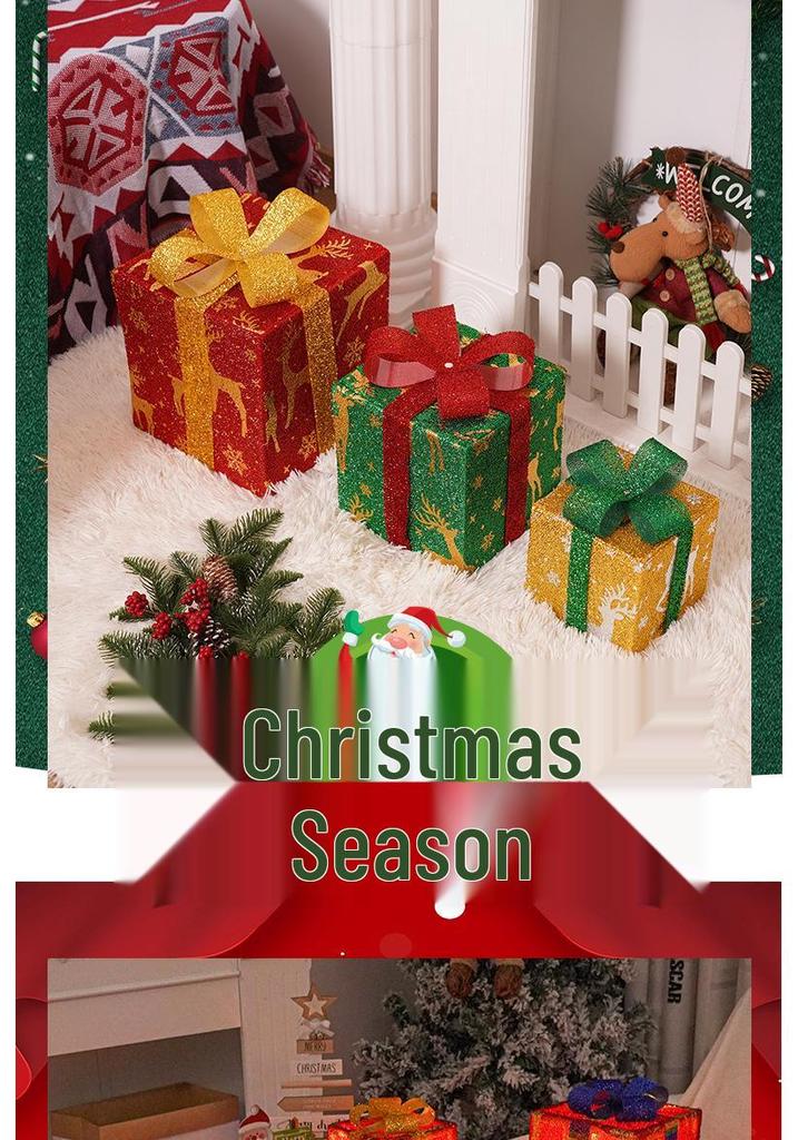 Cross-Border Christmas Luminous Gift Box Set: Outdoor Decorative Lights for Courtyard & Mall Display
