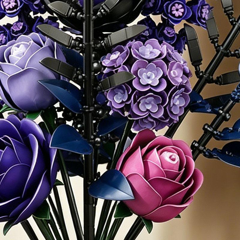Moc Bukett Modell Montering Byggklossar Utbildande Kreativ Vuxen Barn Leksaker Rosor Blommor Klossar Set Skrivbordsdekoration Pojke Gåva