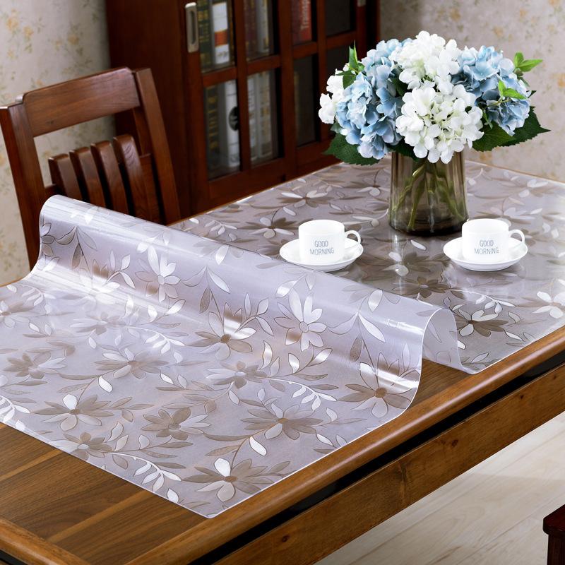 Factory Direct Sales, Tablecloth Waterproof And Oil-Proof Leave-In Pvc Soft Glass Household Nordic Dining Table Cloth Coffee Table Mat Thickened
