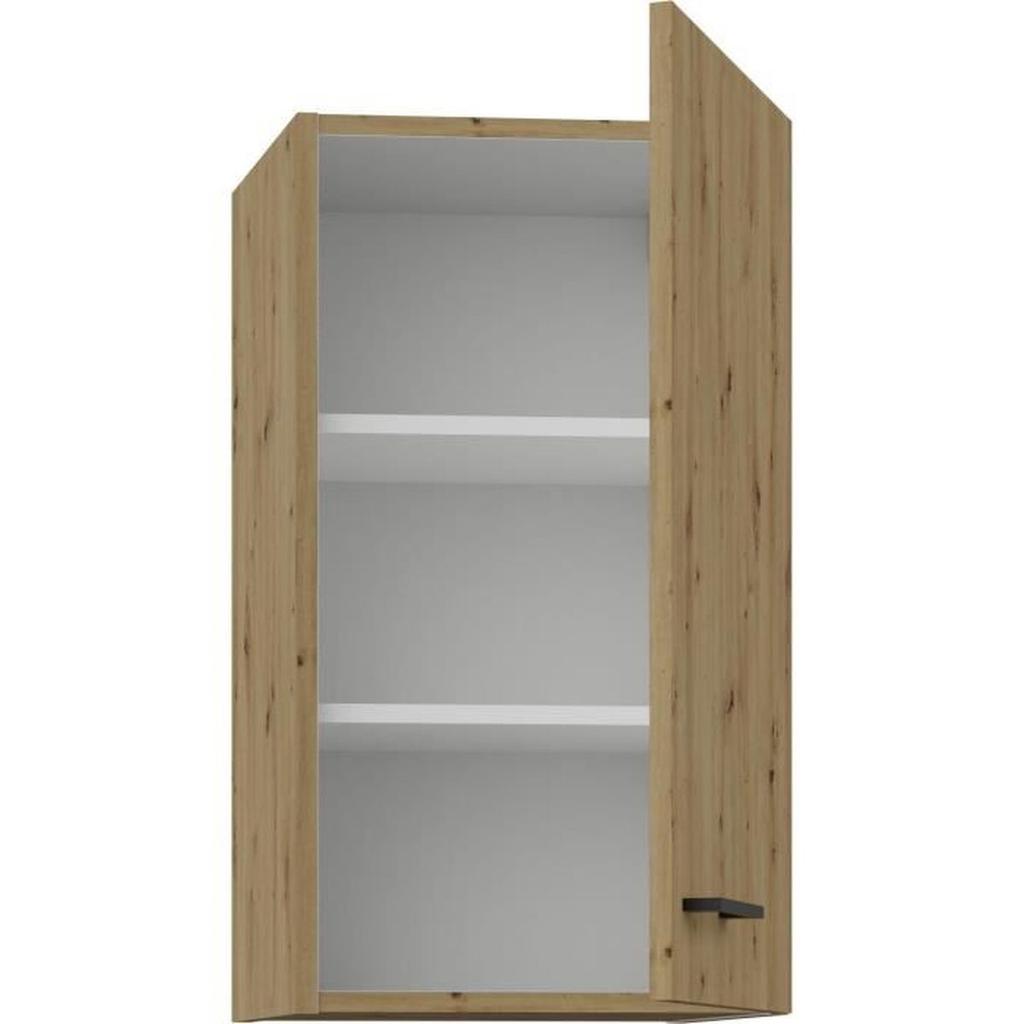 MODENA - Meuble haut - 1 porte - 40 x 31 x 72 cm - Chene artisan / Noir mat