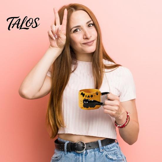 Adorable Ceramic Coffee Cup Cat Stackable Mugs 380ml Capacity Cute Theme Meow Cups Unique Kitchen Utensils Space-Saving Tea Gift for Lovers
