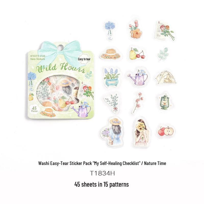 Washi Easy-Tear Sticker Pack: My Self-Healing Journal Series - Life Materials (4 Types)