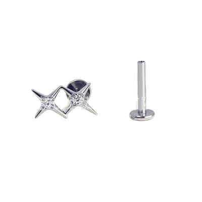 Gemini F136 Titanium Alloy Double Star Earrings with 5A Cubic Zirconia
