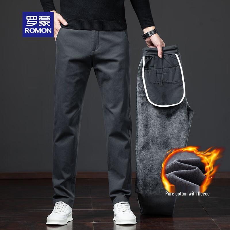 ROMON Men's Autumn/Winter Cotton Blend Straight Fit Trousers