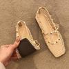 Fashion Cutout Temperament Sandals Women Summer Gentle Rivet One Strap Soft Sole Non-slip Wear-resistant Mary Jane Single Shoes