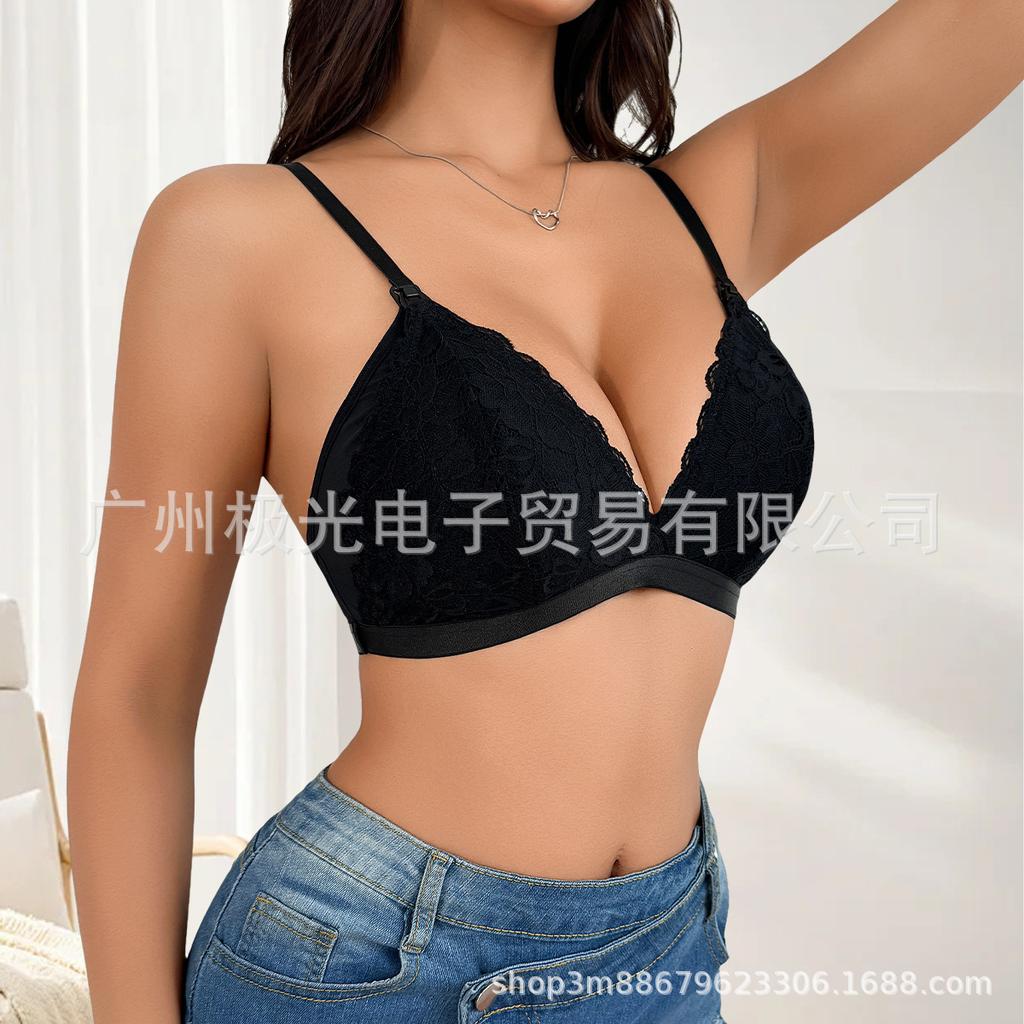 Women Red Lace Wireless Maternity Nursing Bra
