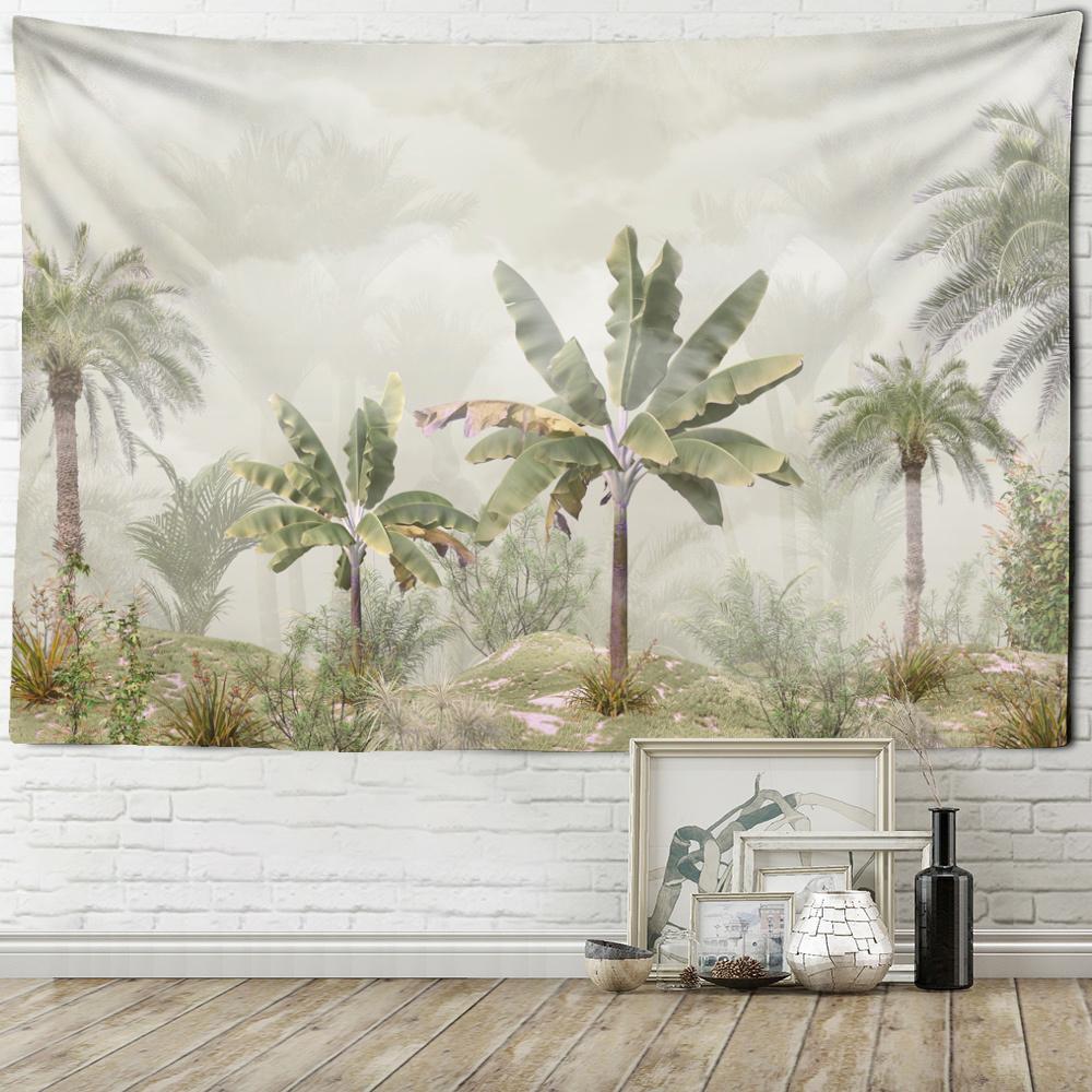 Tropical Plants Tree Tapestry Forest Illustration Wall Hanging Coconut Trees Pattern Tapestry for Bedroom Living Room Home Decor