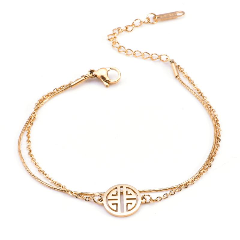 

Exquisite Gold-Plated Titanium Steel Double-Layer Lucky Card Bracelet