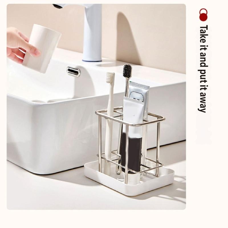 Toothbrush And Toothpaste Stand With Quick Drying Designs For Keeping Bathroom Clean And Tidying