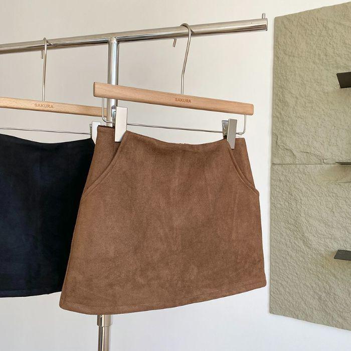 

Женская мини-юбка bodycon на низкой посадке, корейский стиль, замша, плюш, Осень/Зима 2025 M кофейный