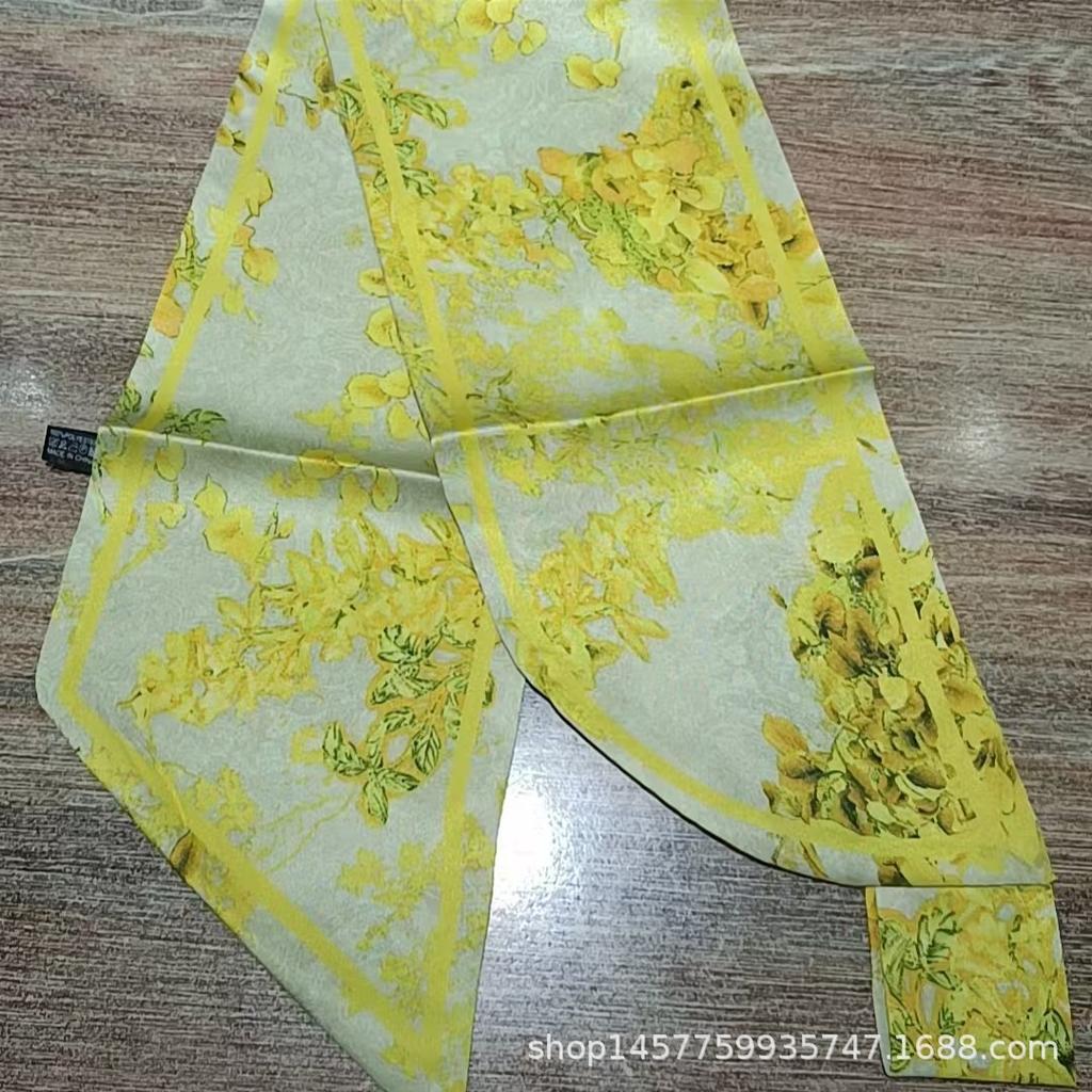 Silk Scarf Small Long Square Scarf Women'S High-End Neck Protection Scarf Professional Matching Shirt Scarf