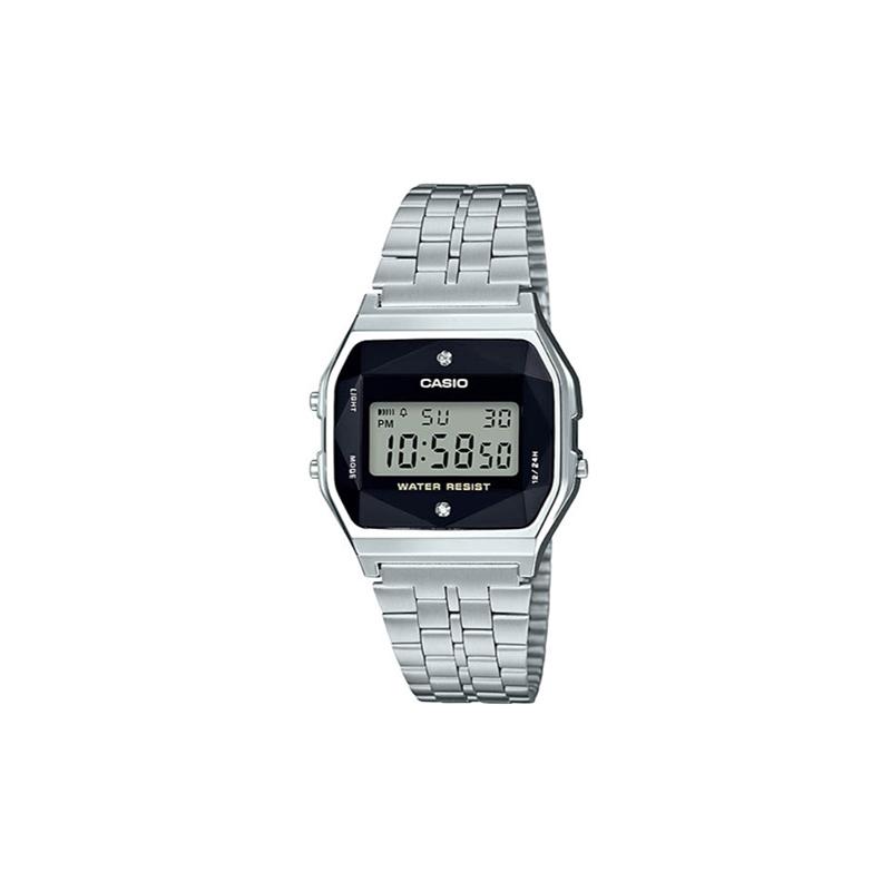 

Casio YOUTH series - small metal squares, small squares, small silver nuggets, classic retro waterproof, quartz movement, stainless steel A159WAD-1 чорний