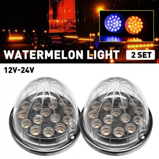 Blue Amber RV Truck Fender Side Marker Turn Signal Brake Watermelon LED Light 2X