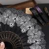 Floral Print Folding Fan Chinese Style Plastic Ribs Hand Held Fan Portable Summer Cooling Fan Dance Performance Party Props