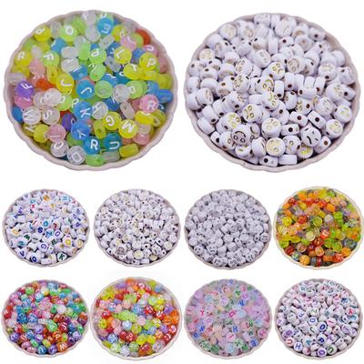 50 Pezzi 4*7mm Espressione Mista Lettera Perline Sciolte Numero Perline Faccina Sorridente Ciondoli Fai da Te Per Risultati Creazione di Gioielli