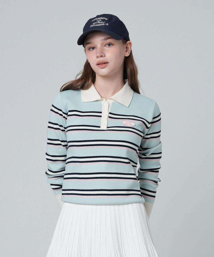 MONBIRDIE GOLF Very Stripe Collared Knit Mint