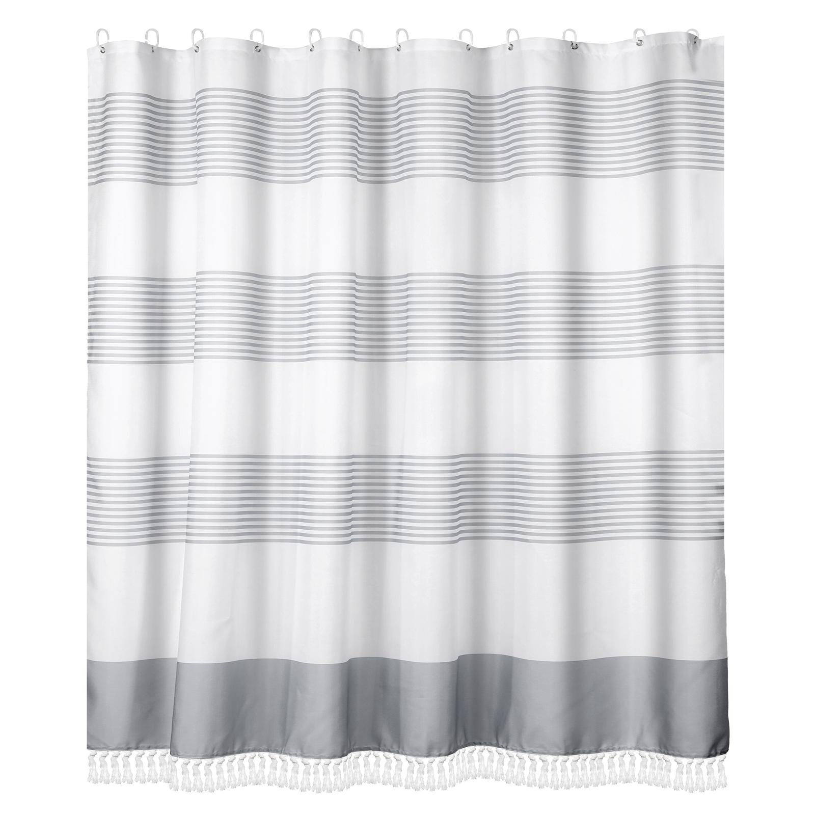 72inch Shower Curtain Striped Bath Curtain with Tassel Waterproof Partition Curtain Washable Bathroom Decoration Accessories 72x72inch