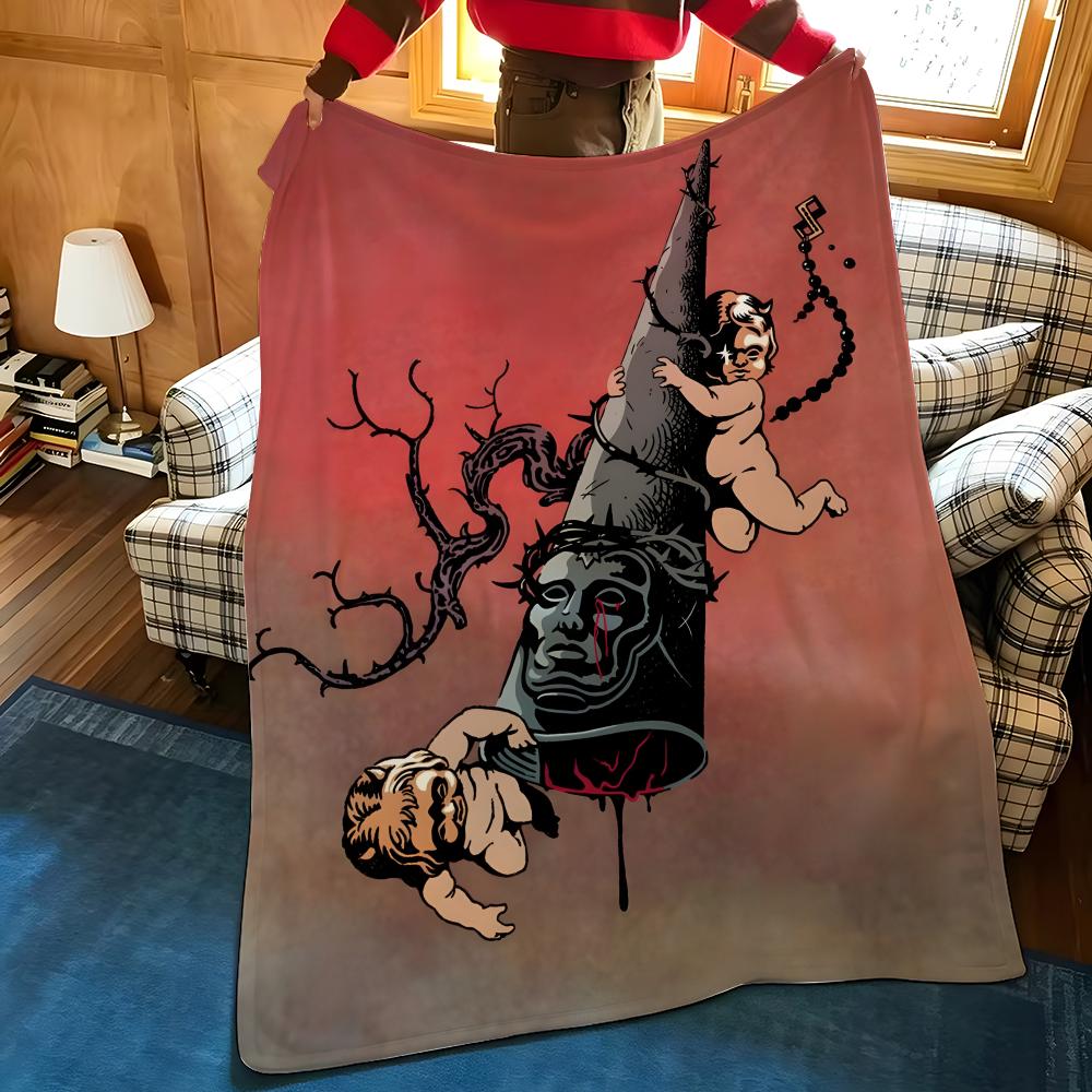 Game B-Blasphemous Throw Flannel Cozy Print Blanket, Portable, Durable Machine Washable Cute Cool