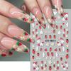 5D Cute Strawberry Nail Art Decals Summer Fruits Cherry Simple Daisy White Flowers Adhesive Sliders Stickers for Nail Manicures Tips
