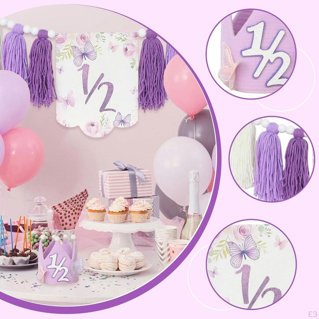 1/2 Birthday High Chair Banner Party Decor Creative Yarn Tassel Garland for Gift Kids