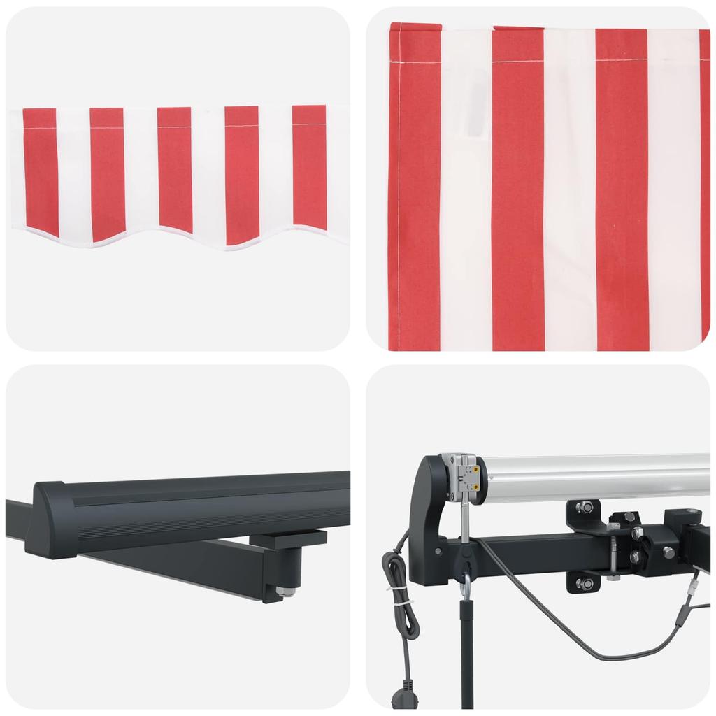 Awning Fabric Red and White 500 X 300 Cm Polyester
