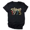 Camiseta De Aniversrio Vintage 1970 Feminina Top Grfico Preto Harajuku Festa De Aniversrio De Quarentena Streetwear Casual