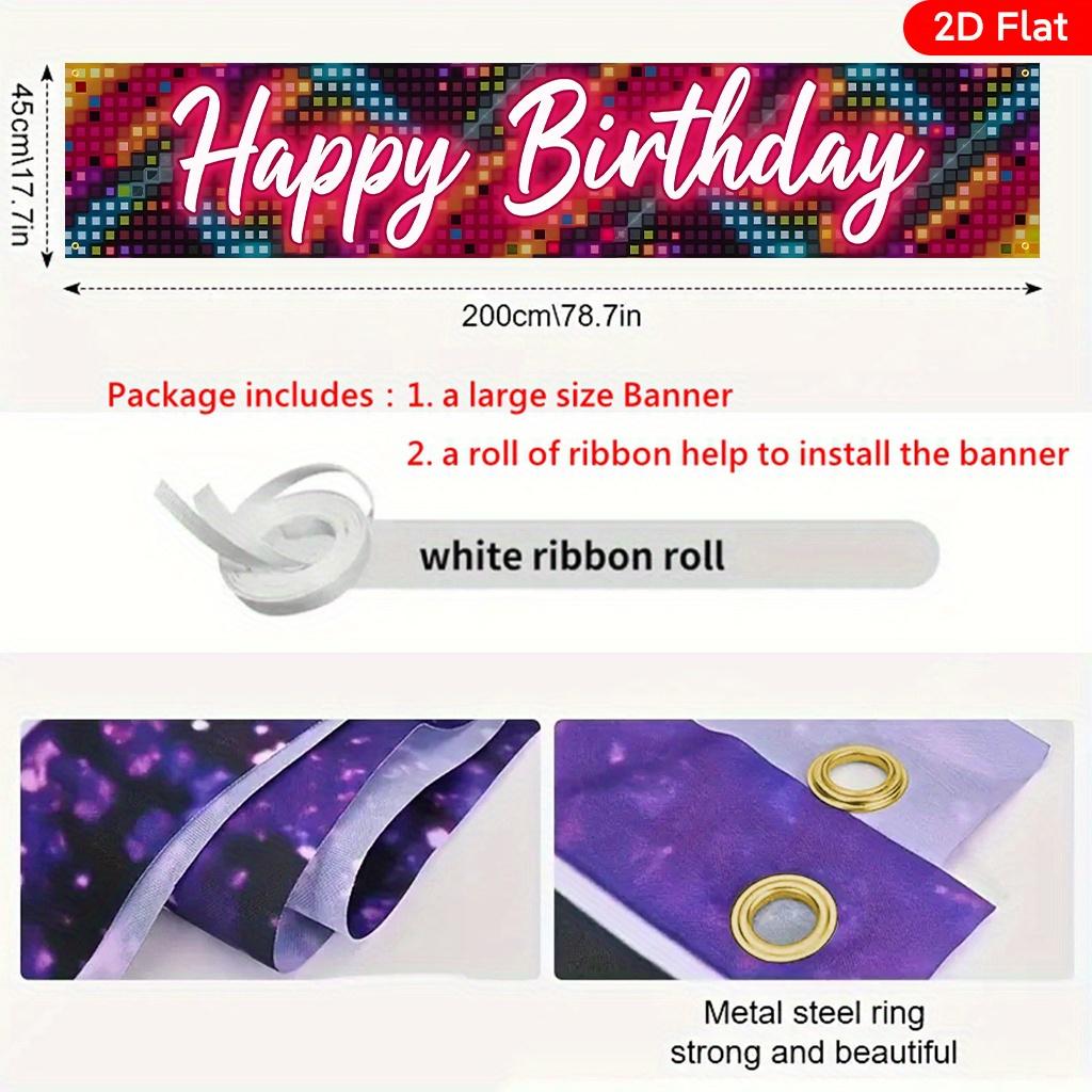 Large Happy Birthday Banner, Colorful Background Design, 17.7x78in Polyester Party Wall Art Backdrop
