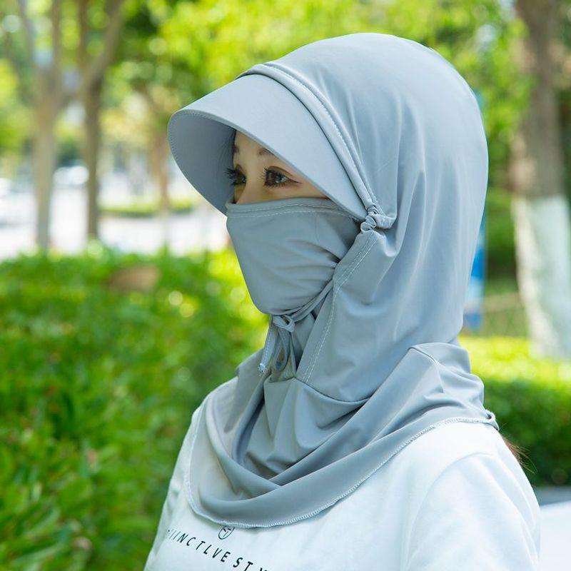 

Hat Female Cycling Sun Protection Mask Full Face UV Protection Mask Integrated Sun Hat Male Neck Protection Scarf Sun Hat Gray brim All yards
