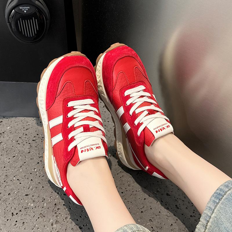 Platform-soled German training shoes autumn new leather casual sports dad shoes breathable Forrest Gump shoes