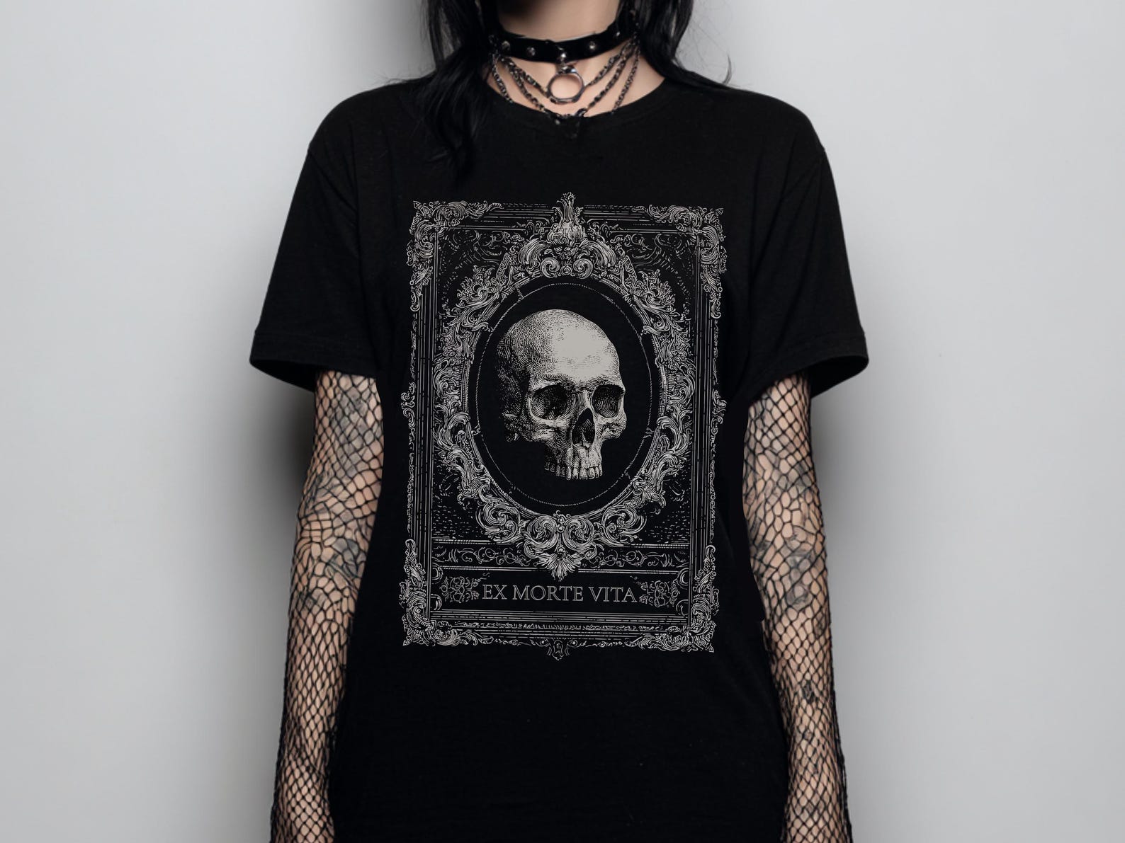 Occult Skull Victorian Gothic T-Shirt, Dark Academia Goth Graphic Shirt, Witchy Whimsigoth Clothing, Emo Alt Top, Goth Gift For Her S