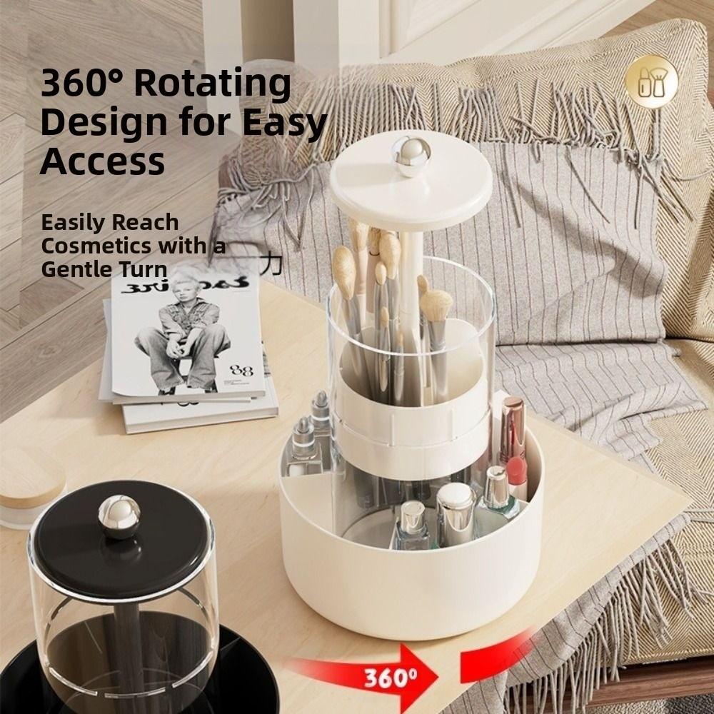 4 Slots Lifting Makeup Brush Holder Press Type Cosmetic Storage Box  Desktop Makeup Tool