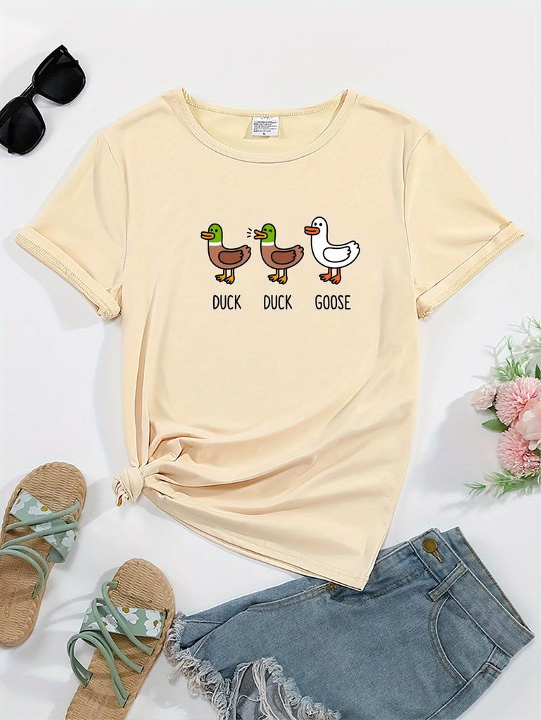 Unisexs Casual Duck Duck Goose Graphic Tshirt Harajuku Short Sleeve Casual Clothing Street Aesthetic Clothes