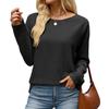 Women's Fashion Color Neck Loose Fit Long Sleeve T-Shirt for Casual Wear