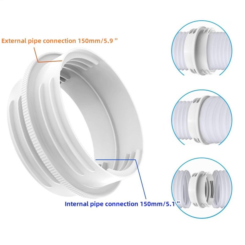 Air Conditioner Hose Fittings Round/Square Shaped Exhaust Duct Hose Adapter AC Hose Connector Extensions for 5.1 and 5.9 Inch