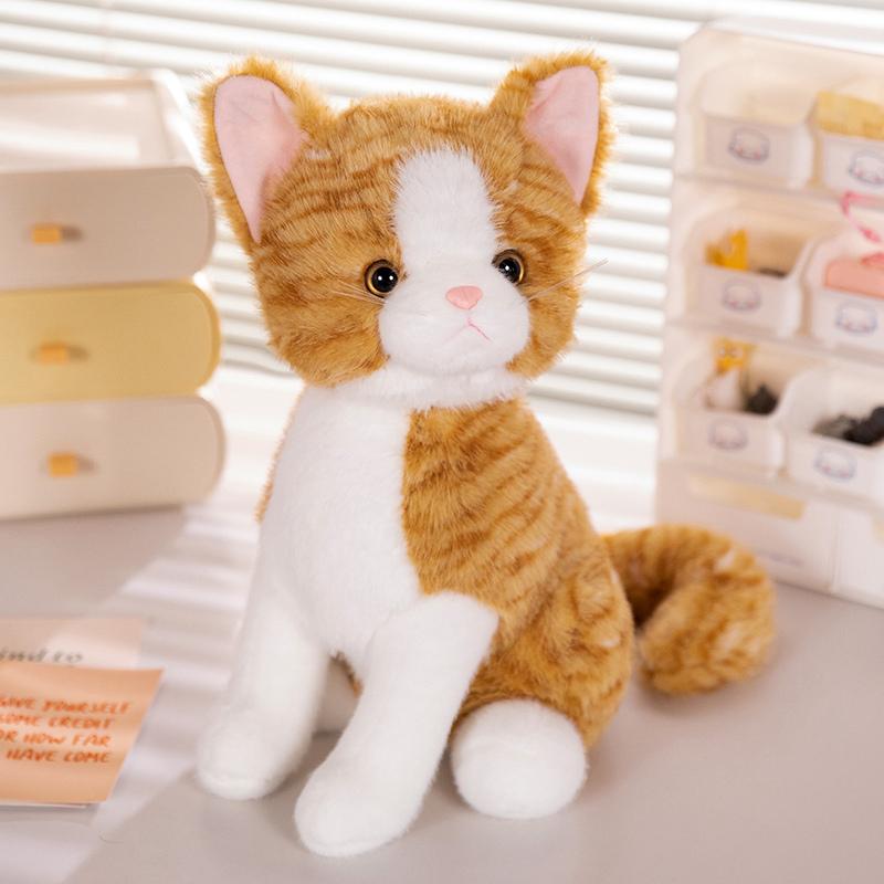 40cm Plush Cat Doll Toy Gentle Soft Stuffed White Gray Kitten Pillow Pet Deco Simulated Animal Present for Birthday Gift