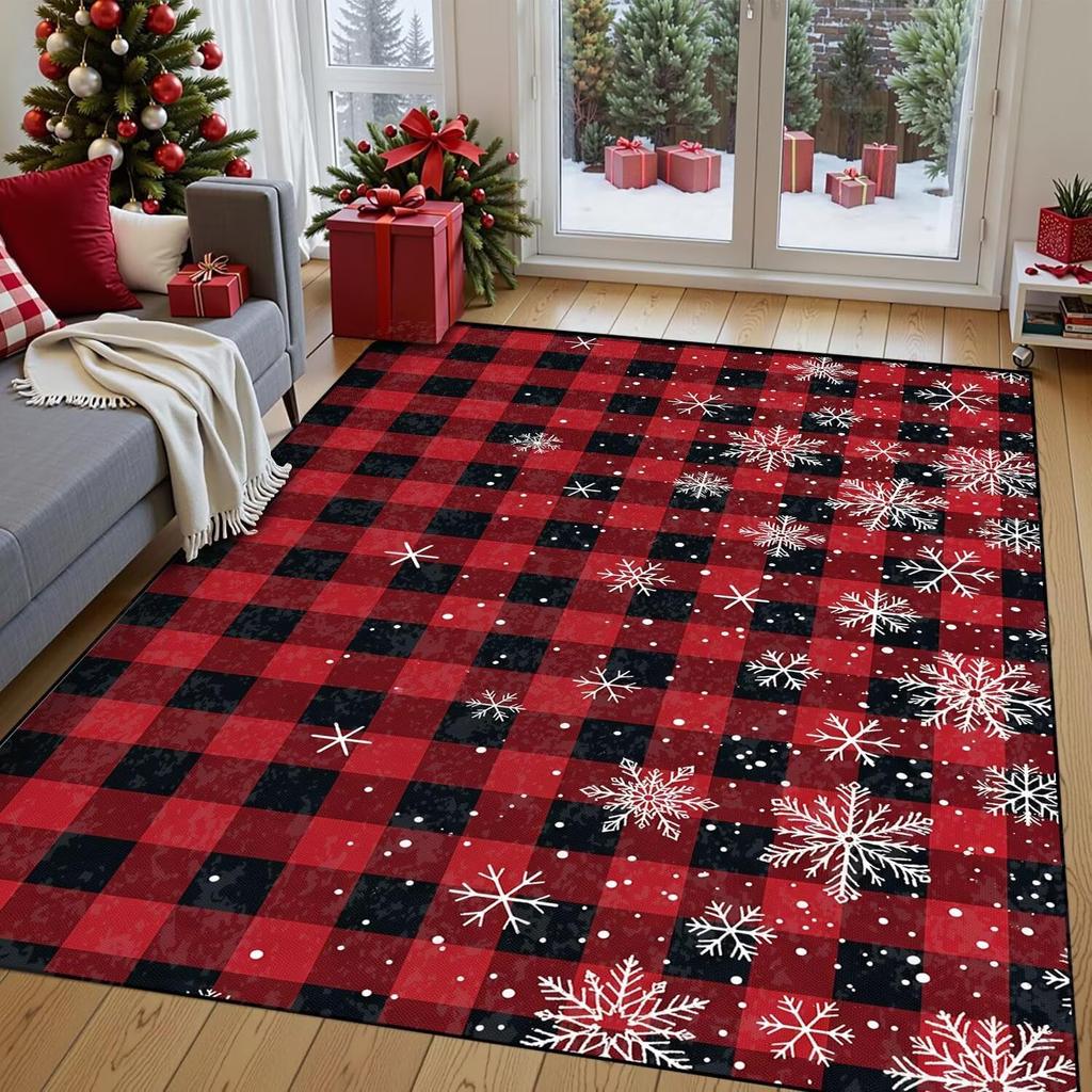 Christmas Stain Resistant Red Rugs Stain Resistant Red Modern Carpet Bedroom Living Room  Area Washable Entryway Print Holiday