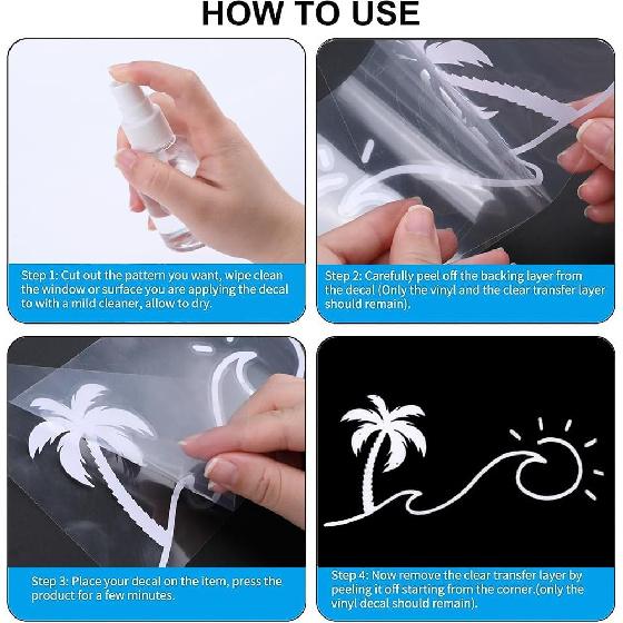GORGECRAFT 4 Sheets Sunset Graphics & Decals Sun and Wave Decal Palm Trees Wall Decal Waterproof Reflective Coconut Tree with Sun Car Decorative