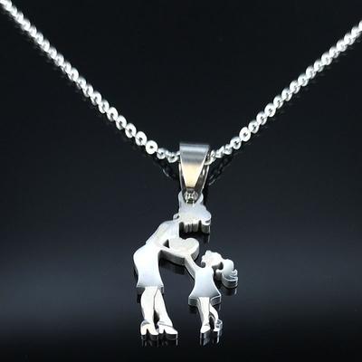 Mom Daughter Stainless Steel Chain Necklace Silver Color Necklaces Pendants Jewelry Mujer Mother's Day Christmas Gift N539S01