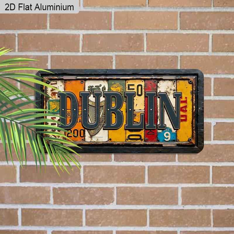 Vintage Dublin Collage Aluminiumschild 12''×6'', Retro Wandkunst für Zuhause Balkon Innenhof, Ideales Geschenk für Irland Reisefans