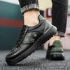 Men's Sports Leather Sports Shoes, Casual, Fashionable, Comfortable, Versatile Casual Shoes, Black Outdoor Dirt Resistant Shoes