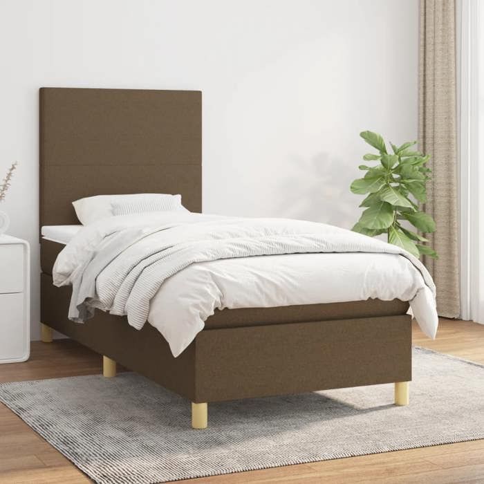 Maison Exclusive - Sommier à lattes de lit avec matelas Marron foncé 90x190 cm