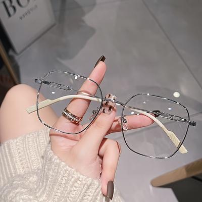 Ultraleicht Trendige Kalttee-Farbe Damen Transparenter Rahmen Hochwertige Große Fassung Schlankmachende Schlichte Brille