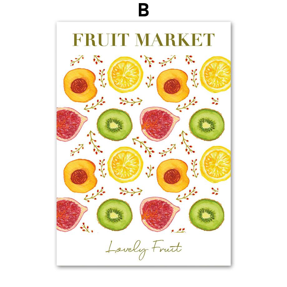 Innendruck Zitrone Orange Wandkunst Leinwandgemälde William Morris Heimdeko Poster Schlafzimmer Obstmarkt Wohnzimmer Kiwi