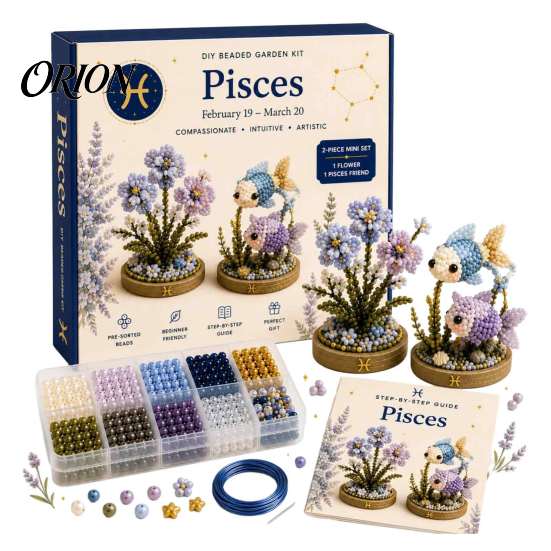 Relaxing Stress Relief Art Kits 12 Zodiac Signs DIY Beaded Garden Kit, 3D Astrology Flower Craft Plastic Ornament Crafting Materials Handmade Bead Kit