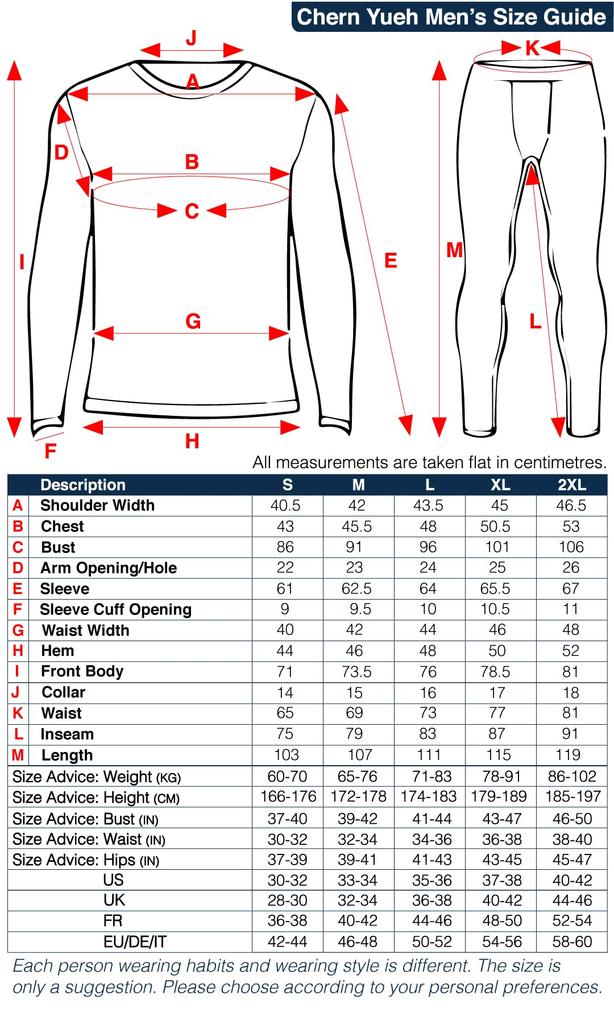 Chern Yueh Warm Underwear Warm Long Sleeve and Stretch Men's Set, Pants, Fleece-Lined, Shirt, Moisture-Wicking, Odor-Resistant, Breathable, (Black,