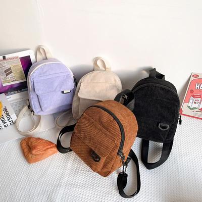 Mode Frauen Mini Rucksack Volltonfarbe Cord Kleine Rucksäcke Einfache Casual Student Bookbags Reise Rucksäcke